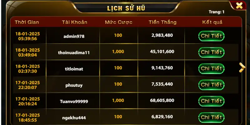 Theo dõi tần suất nổ hũ từ lịch sử hũ của trò chơi